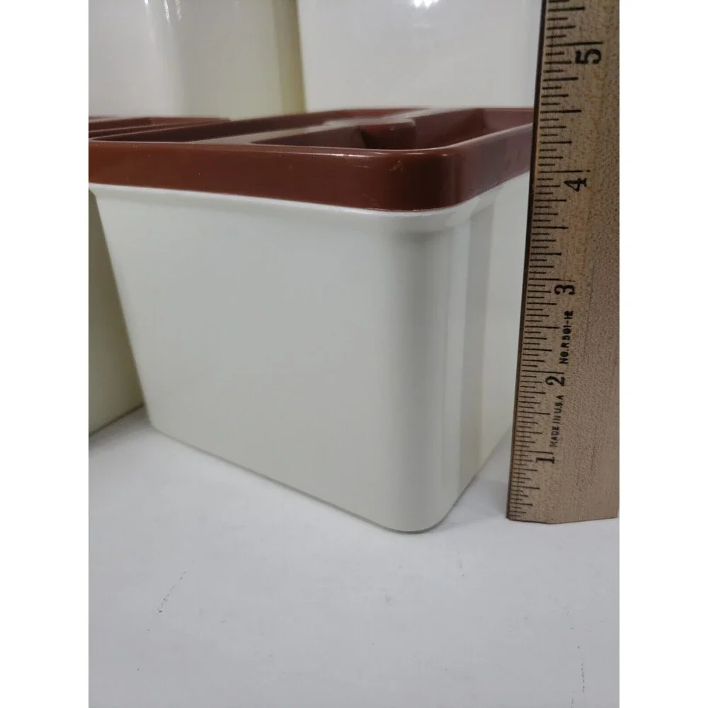 Poly Flex Republic Canister Set Vintage MCM Four Piece Brown 4 Lids Model 239